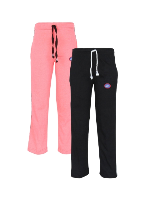

VIMAL JONNEY Pack of 2 Kids Black & Peach Track Pants