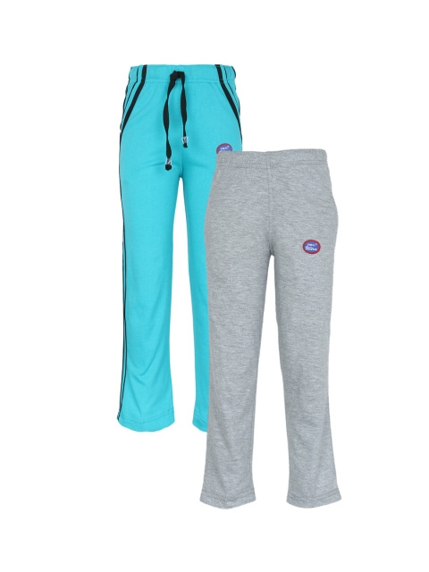 

VIMAL JONNEY Pack of 2 Kids Grey & Turquoise Blue Track Pants