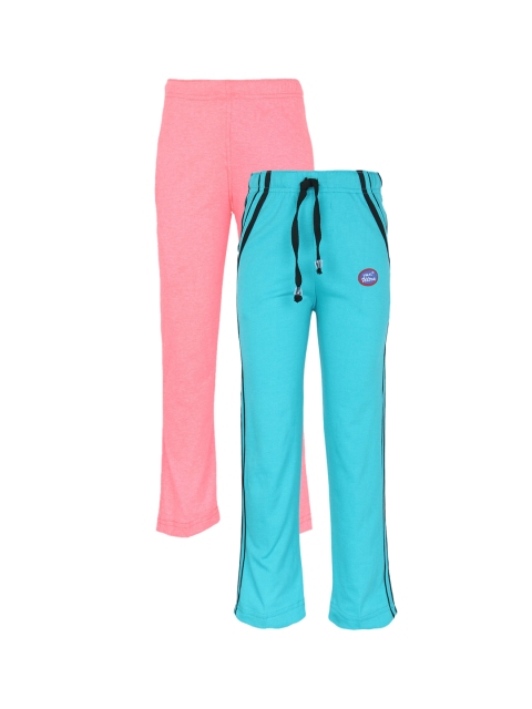 

VIMAL JONNEY Pack of 2 Kids Peach & Turquoise Blue Track Pants