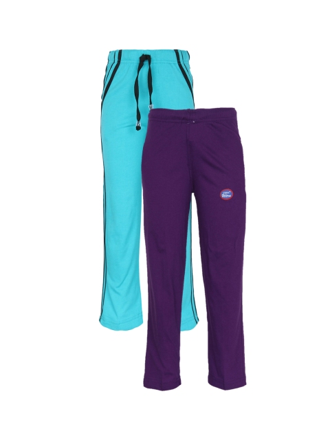 

VIMAL JONNEY Pack of 2 Kids Purple & Turquoise Blue Track Pants