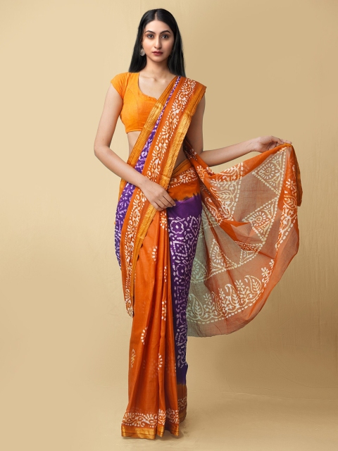 

Unnati Silks Women Violet Pure Batik Cotton Saree