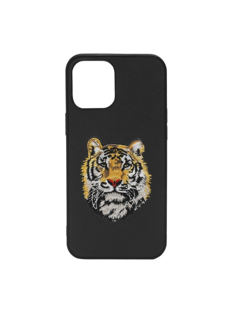 

TREEMODA Black & Grey Tiger Leather iPhone 12 Mini Back Case