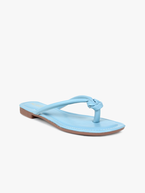 

KLASE Women Turquoise Blue Colourblocked T-Strap Flats with Buckles