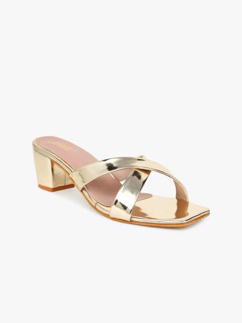 

KLASE Gold-Toned Textured Block Sandals