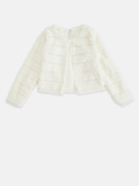 

Pantaloons Junior Girls Off White Self Design Cardigan Wool Sweater