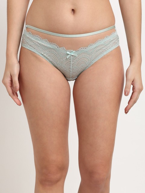 

MAKCLAN Women Green Lace Self-Design Bikini Briefs K1404PGS