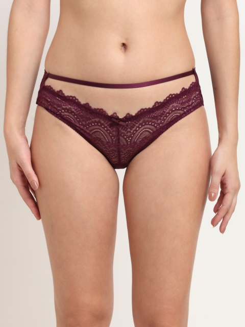 

MAKCLAN Women Maroon Self-Design Bikini Briefs K1404PMS