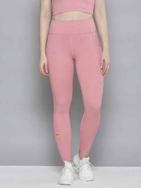 

Fitkin Women Pink Solid Quick Dry Tights