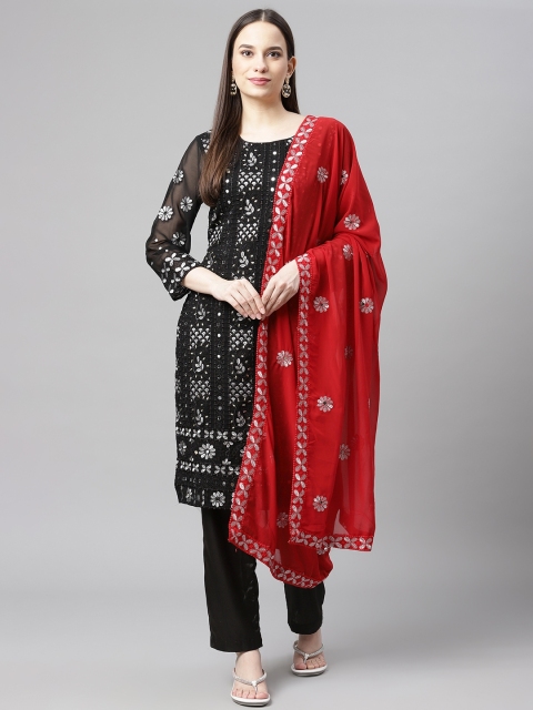 

Readiprint Fashions Black & Red Embroidered Unstitched Dress Material