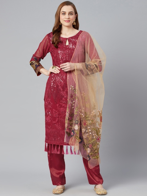

Readiprint Fashions Maroon & Pink Embroidered Unstitched Dress Material