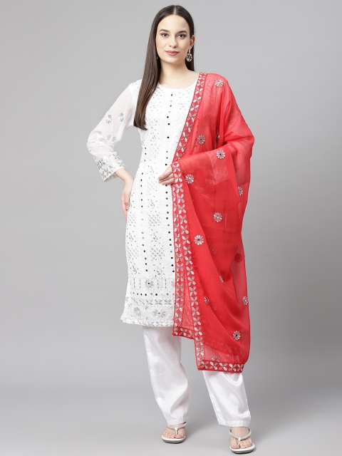 

Readiprint Fashions White & Red Embroidered Unstitched Dress Material