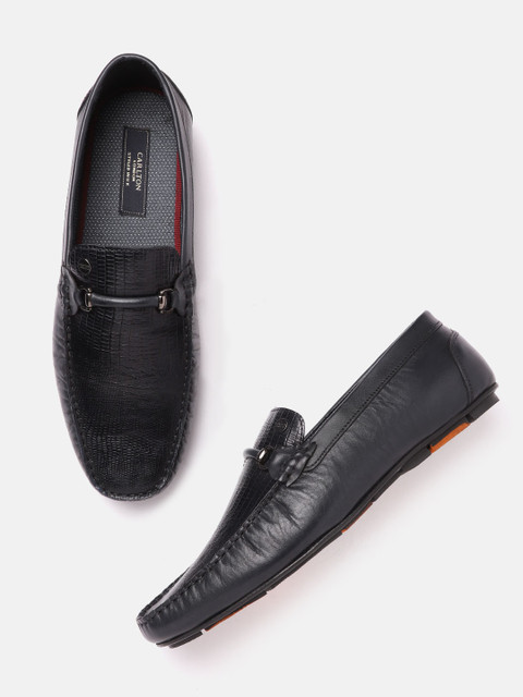 

Carlton London Men Navy Blue Textured Formal Loafers