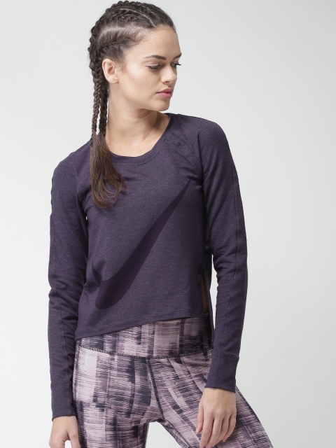 

Nike Women Purple Solid AS DRY Top