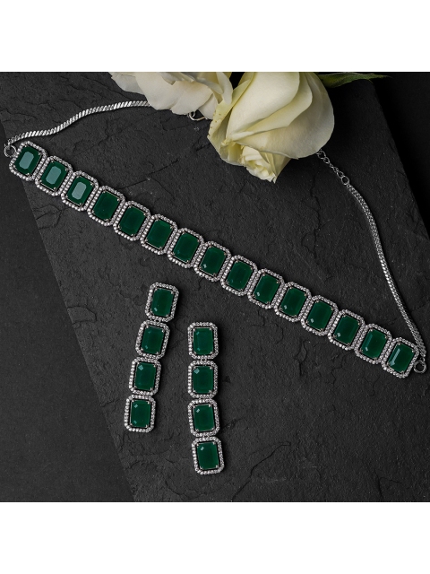 

Queen Be Women Green Bridal Choker Necklace Set