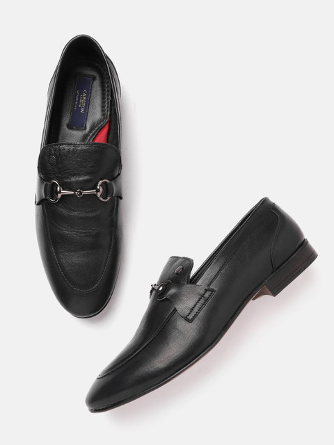 

Carlton London Men Black Leather Loafers