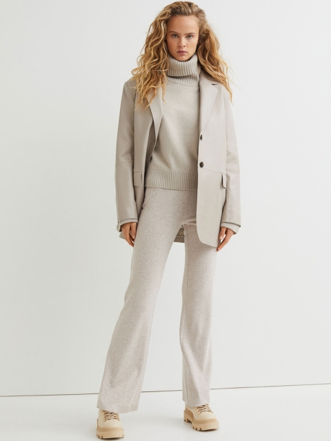 

H&M Women Beige Solid Ankle Length Flared Leggings
