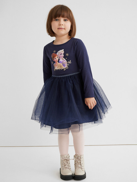 

H&M Girls Blue Elsa & Anna Printed Tulle Dress