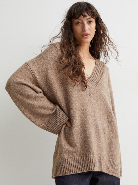 

H&M Women Beige Solid Jumper