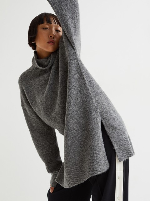 

H&M Women Grey Polo-Neck Jumper