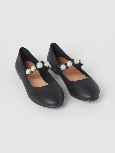 

H&M Girls Black Beaded-Strap Ballet Pumps