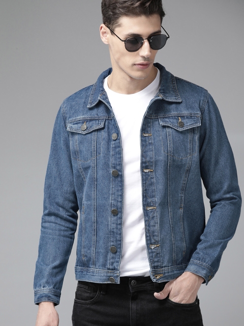 

The Roadster Lifestyle Co Men Blue Solid Pure Cotton Denim Jacket