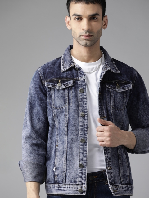 

The Roadster Lifestyle Co Men Navy Blue Washed Denim Jacket