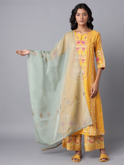 

W Women Green & Gold Embroidered Dupatta