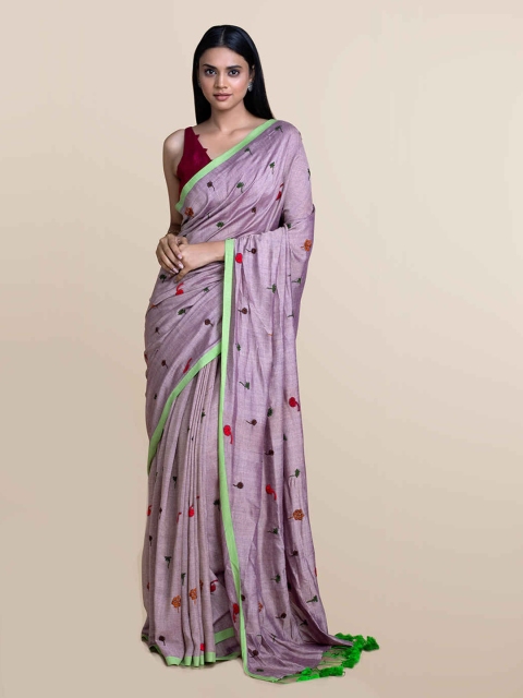 

Suta Lavender Floral Embroidered Saree