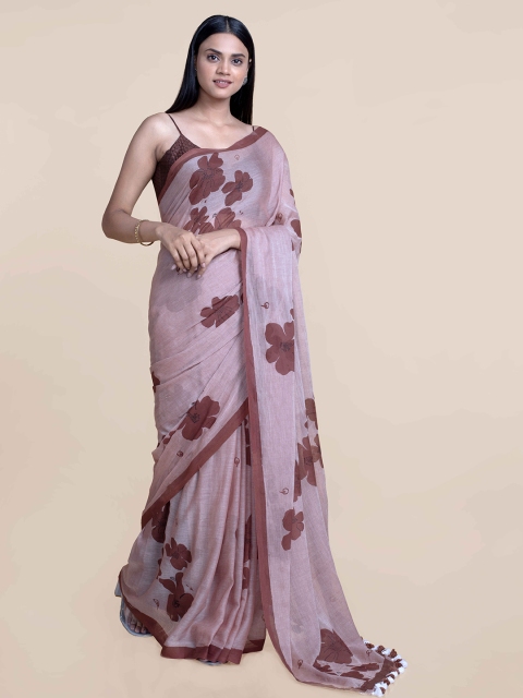 

Suta Brown Floral Floral Screen Pure Cotton Printed Saree