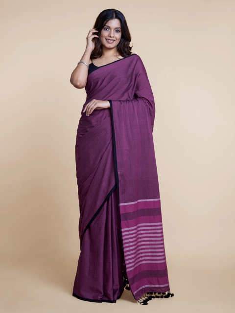 

Suta Purple & Black Pure Cotton Solid Saree