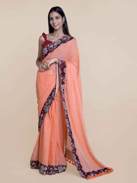 

Suta Orange & Brown Border Pure Cotton Saree