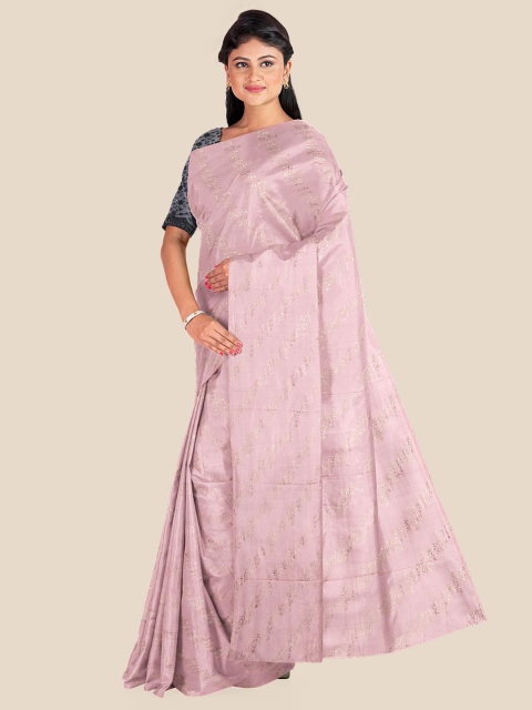 

KLM Fashion Mall Pink & Gold-Toned Floral Silk Blend Saree
