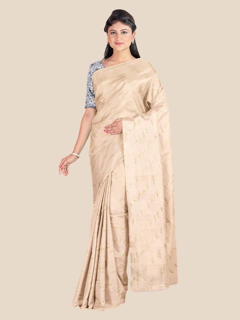 

KLM Fashion Mall Beige & Gold-Toned Ethnic Motifs Silk Blend Saree