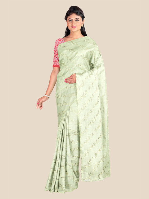 

KLM Fashion Mall Cream & Gold Floral Printed Saree