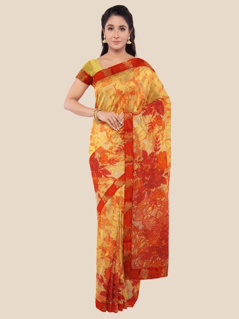 

KLM Fashion Mall Yellow & Red Floral Saree