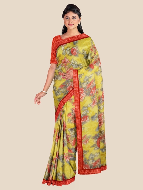 

KLM Fashion Mall Yellow & Red Floral Printed Saree