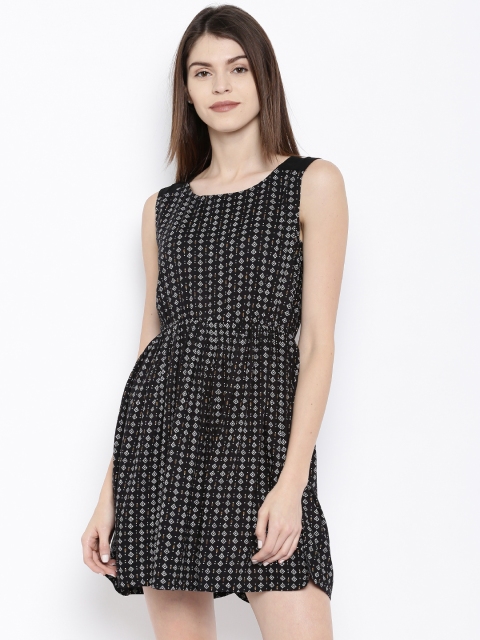 

Lee Cooper Women Black Printed Fit and Flare Dress