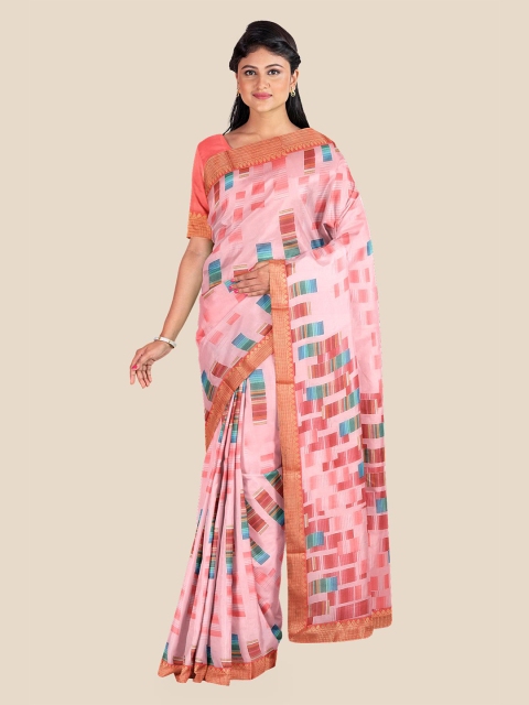 

KLM Fashion Mall Women Pink Printed Poly Georgette Saree
