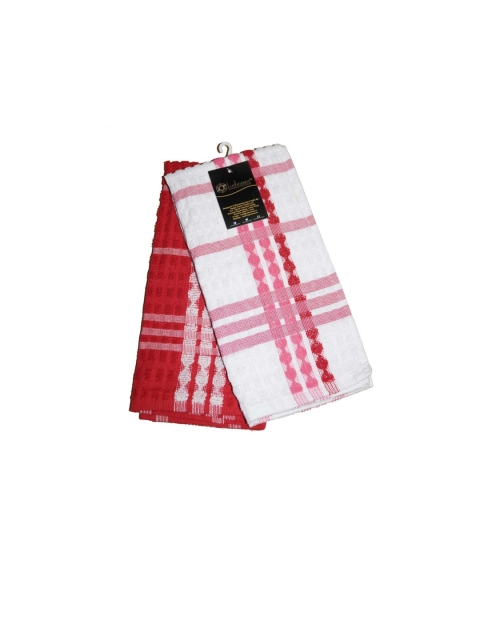 

Lushomes Set of 2 Checked Pure Cotton Kitchen Towels, Red