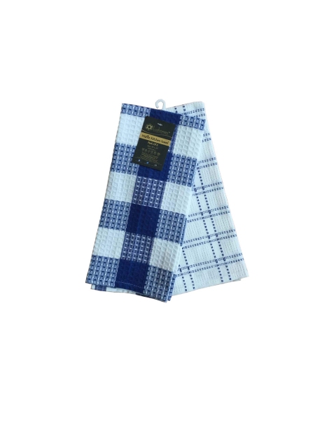 

Lushomes Set Of 2 Blue & White Checked Soft Cotton Kitchen Towels