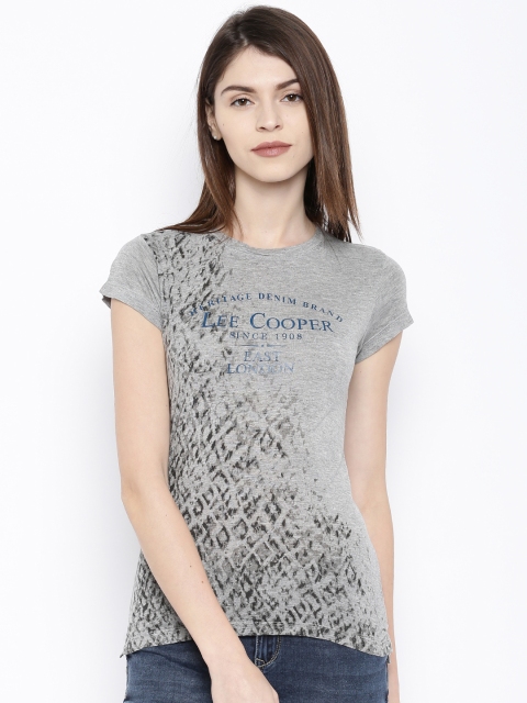 

Lee Cooper Grey Melange Printed Round Neck T-shirt