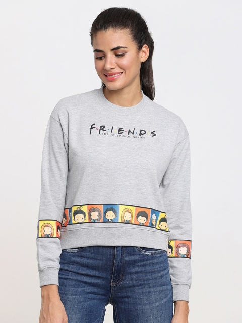 

Bewakoof Women Grey & Black Friends Printed Sweatshirt
