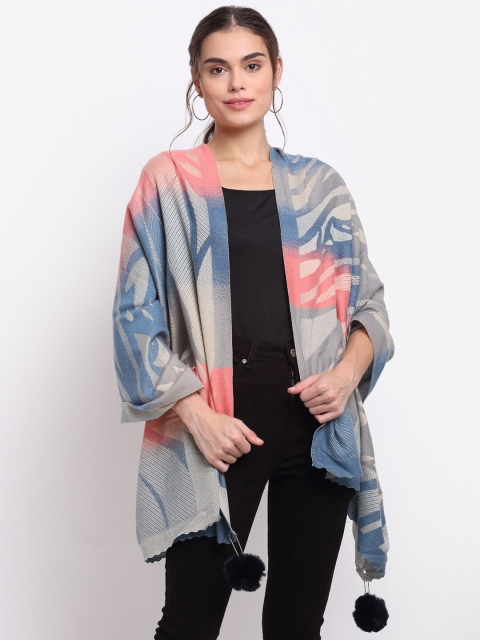 

LOOM LEGACY Women Blue & Pink Woven Design Stole