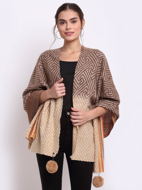 

LOOM LEGACY Women Brown & Orange Woven Design Stole