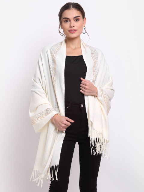 

LOOM LEGACY Women Cream Acrylic Wool Stole