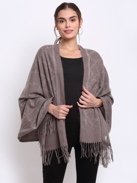 

LOOM LEGACY Women Grey Woven Design Woolen Stole