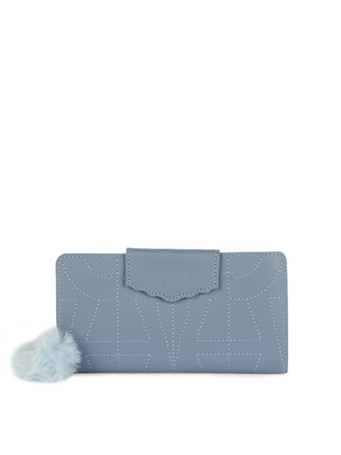 

ZEVORA Women Blue Printed Zip around Wallet