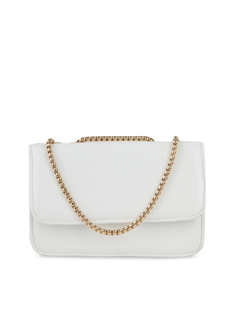 

gaura pakhi White Textured PU Structured Shoulder Bag with Quilted