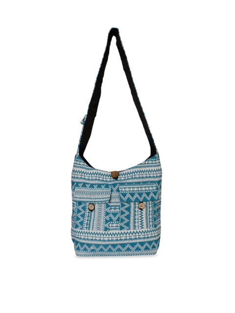 

gaura pakhi Blue Geometric PU Shopper Shoulder Bag