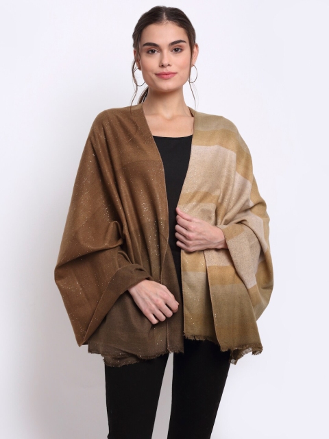

LOOM LEGACY Women Brown & Beige Striped Acrylic Wool Stole